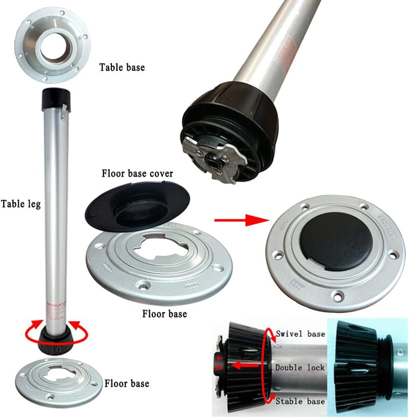 DarkSwan Removable Tischfüsse, Aluminiumlegierung Schwenktisch RV Table Legs, Wohnmobil Camping Tisc