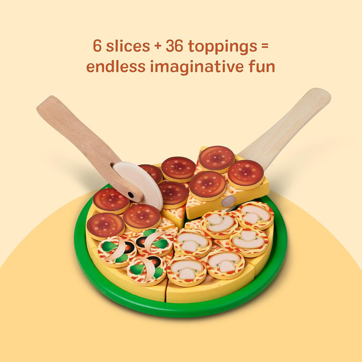 Melissa and Doug Pizza Set | Pizza Holz Kinder | Pizza Spielzeug Lebensmittel Kinderküche Zubehör Ho