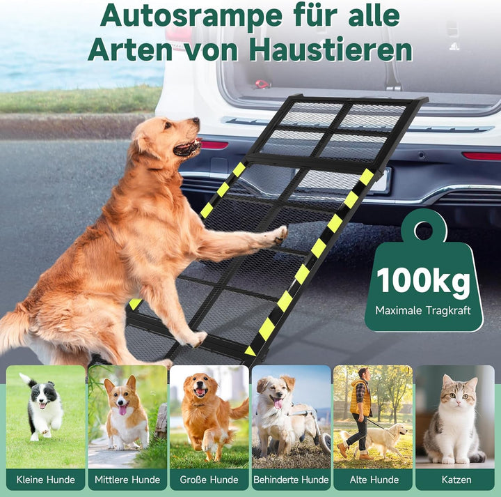Viugreum 189x50cm Hunderampe Auto Klappbar, Rampe Hund für SUVs und LKWs, hunderampen Tragkraft über