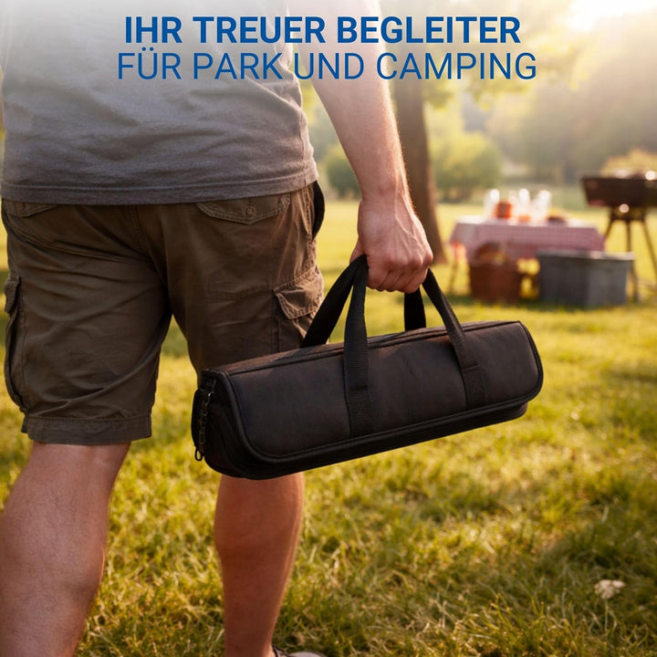 3er Grillset mit Tragetasche - Edelstahl Grillbesteck mit Grillzange, Grillgabel und Wender - Gesche