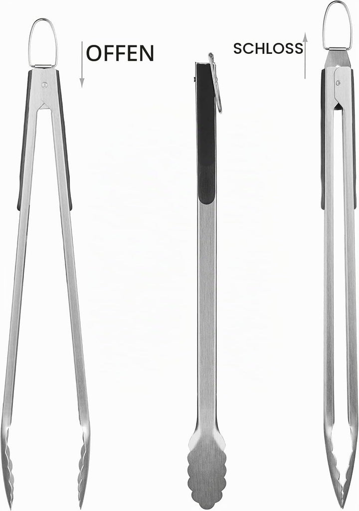 grilljoy 8-TLG Edelstahl Grillbesteck Set mit Grilltasche – Hochwertiges Grillzange Set für Garten &amp;