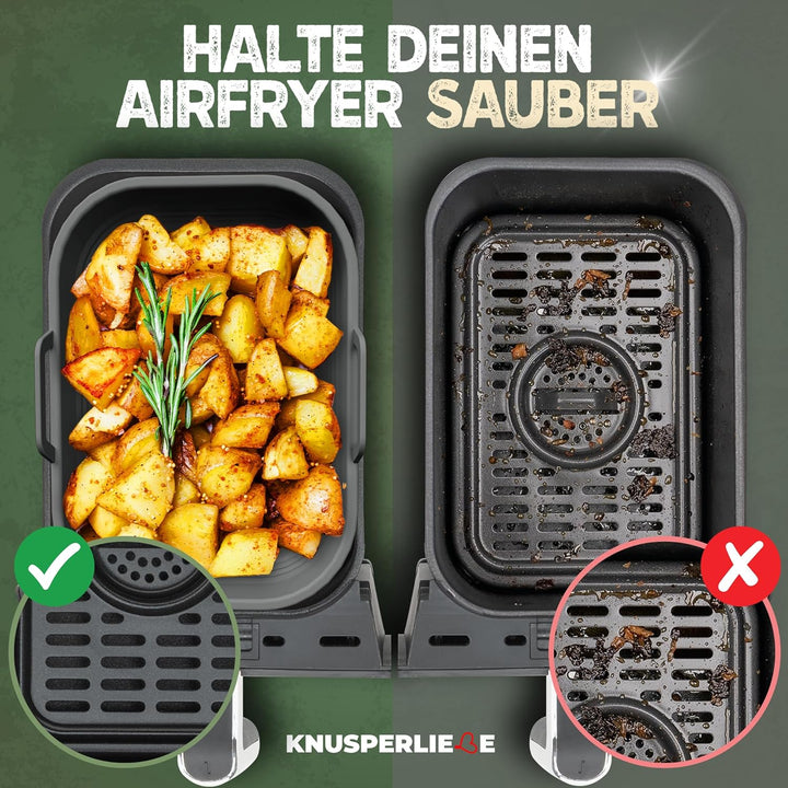 KNUSPERLIEBE® 2x Set Silikonform Faltbar für Airfryer, Heissluftfritteuse, BPA-FREI | Zubehör Ninja