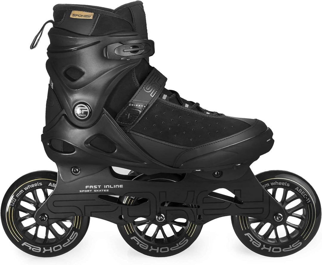 Spokey SHIFFTY PRO Inline Skates für Erwachsene bis max. Naturleder. Gewicht 100 kg, Alu-Schienen, K
