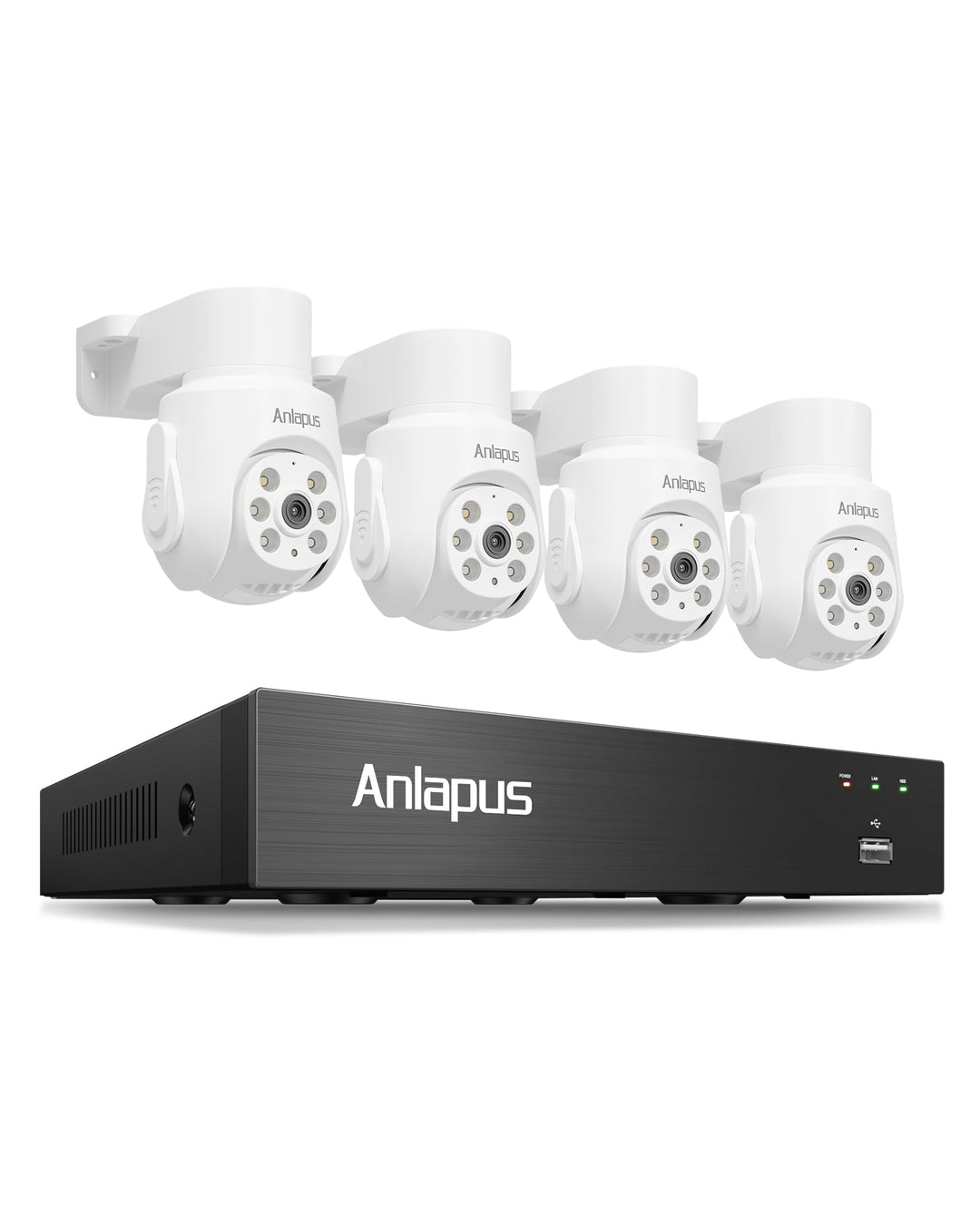 Anlapus 2MP 1080P PTZ Überwachungskamera Aussen Set mit Audio Kabelgebunden | 8CH DVR ohne HDD, 4X 3
