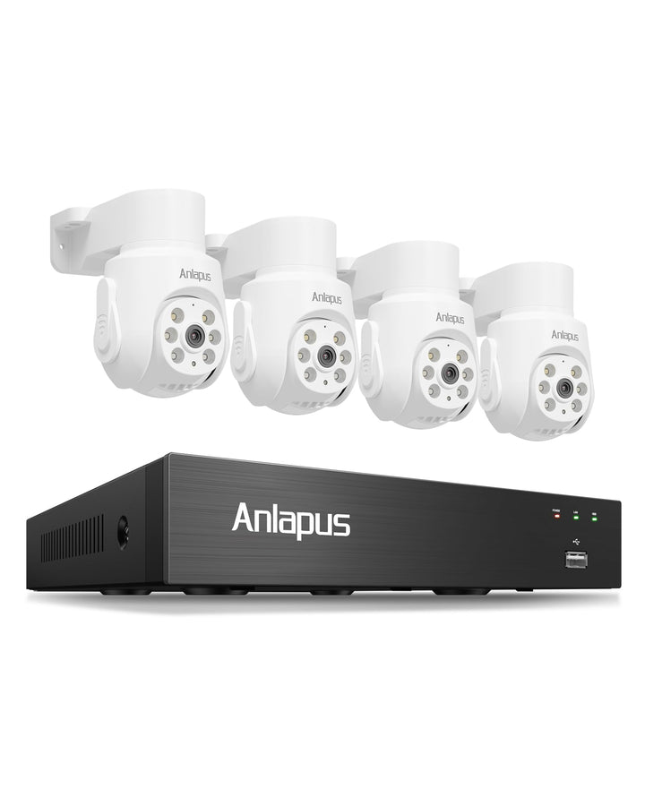 Anlapus 2MP 1080P PTZ Überwachungskamera Aussen Set mit Audio Kabelgebunden | 8CH DVR ohne HDD, 4X 3