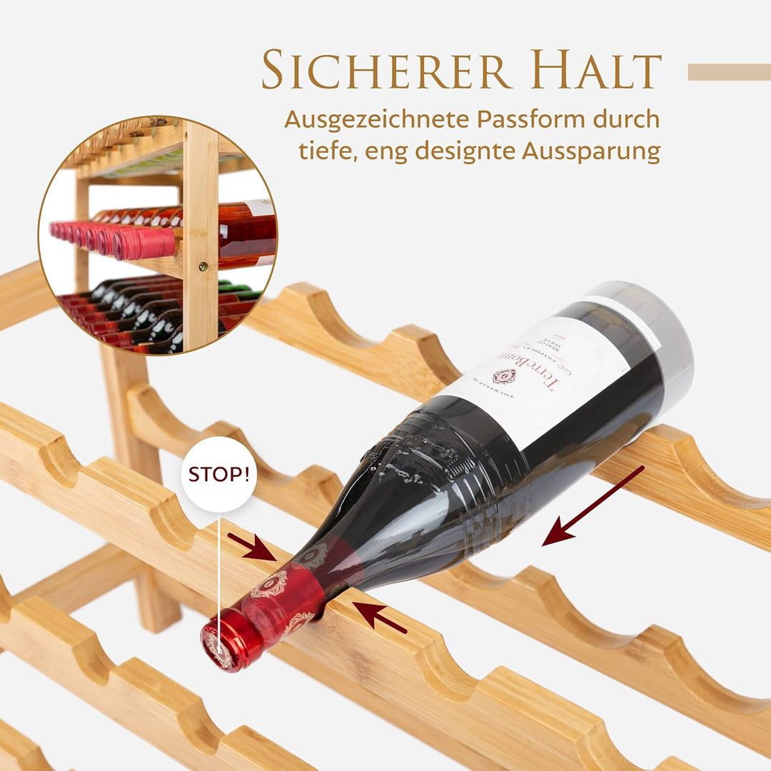 Weinregal Holz, 48 Flaschen, Flaschenregal Stapelbar, Getränkeregal, Weinregal Stapelbar, Flaschenau