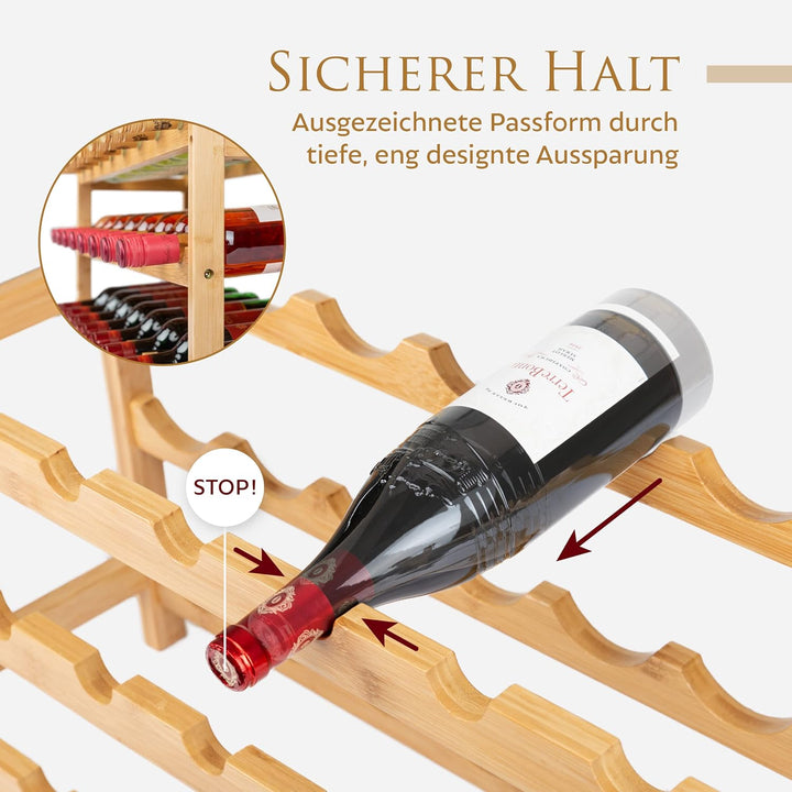 Weinregal Holz, 48 Flaschen, Flaschenregal Stapelbar, Getränkeregal, Weinregal Stapelbar, Flaschenau