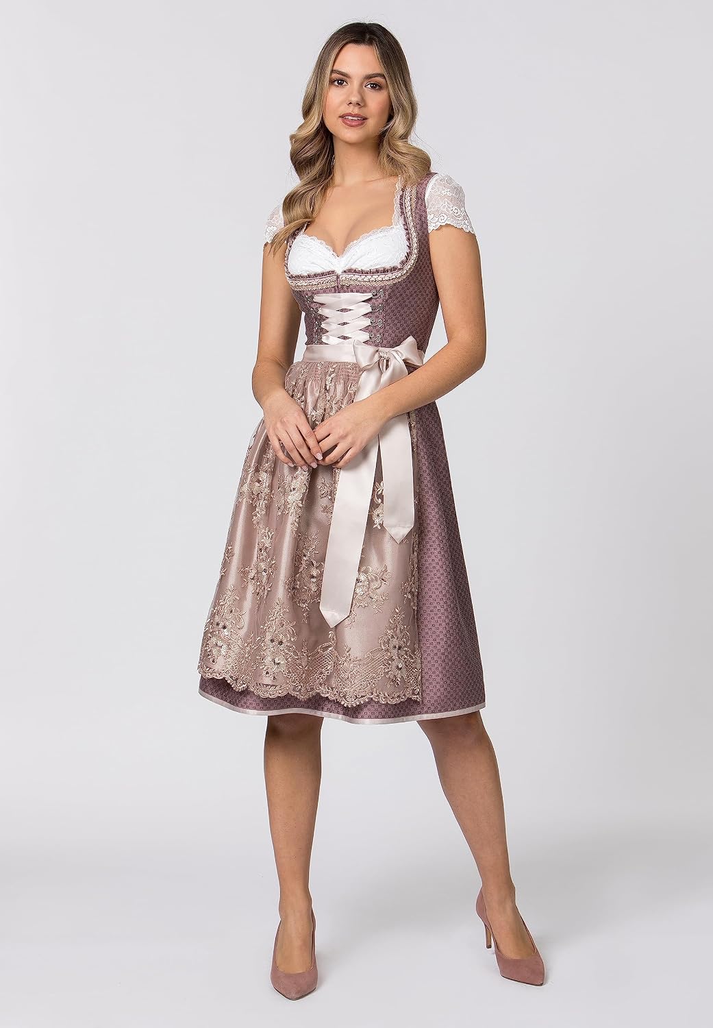 Stockerpoint Damen Dirndl Antonia Kleid für besondere Anlässe 36 Rosenholz, 36 Rosenholz