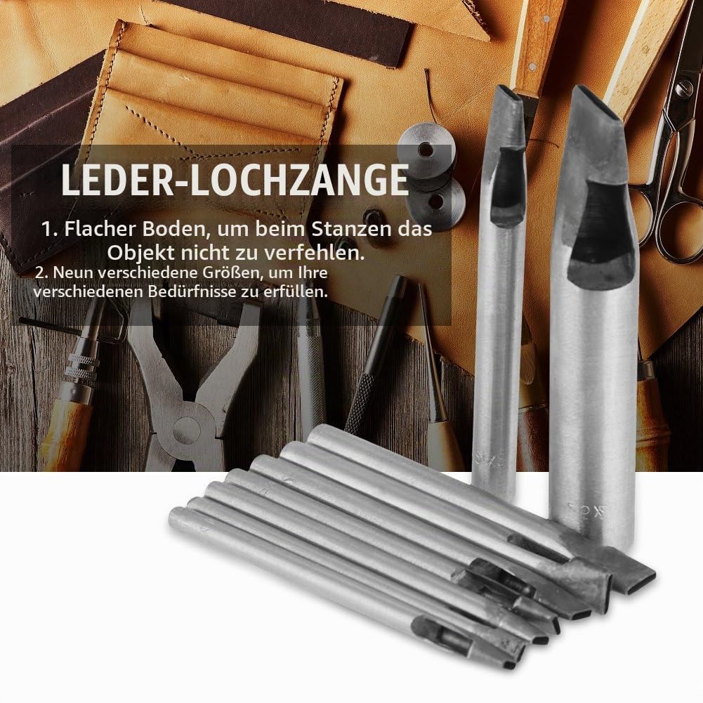 9Pcs gürtel oval locher Leder Hohl Punch Locher Cutter Flacher Gürtel Punching Tool Leder Hohl Schne
