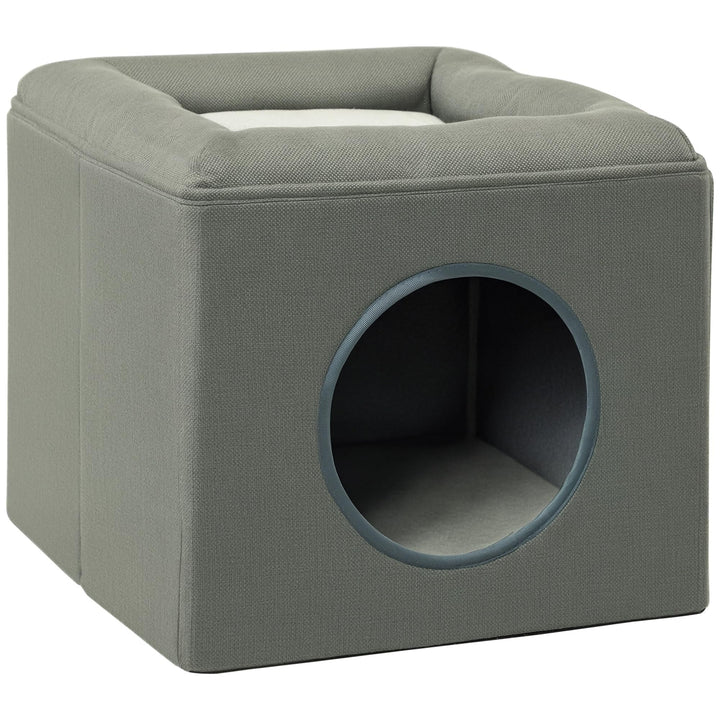 PawHut Katzenhöhle Katzenbett mit waschbarem Kissen, Beobachtungsplattform, Katzenhaus für Katzen bi