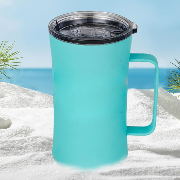 Thermo Becher Mit Griff, Edelstahl Becher Mit Deckel, Spritzwassergeschützter Isolierbecher Für Heis