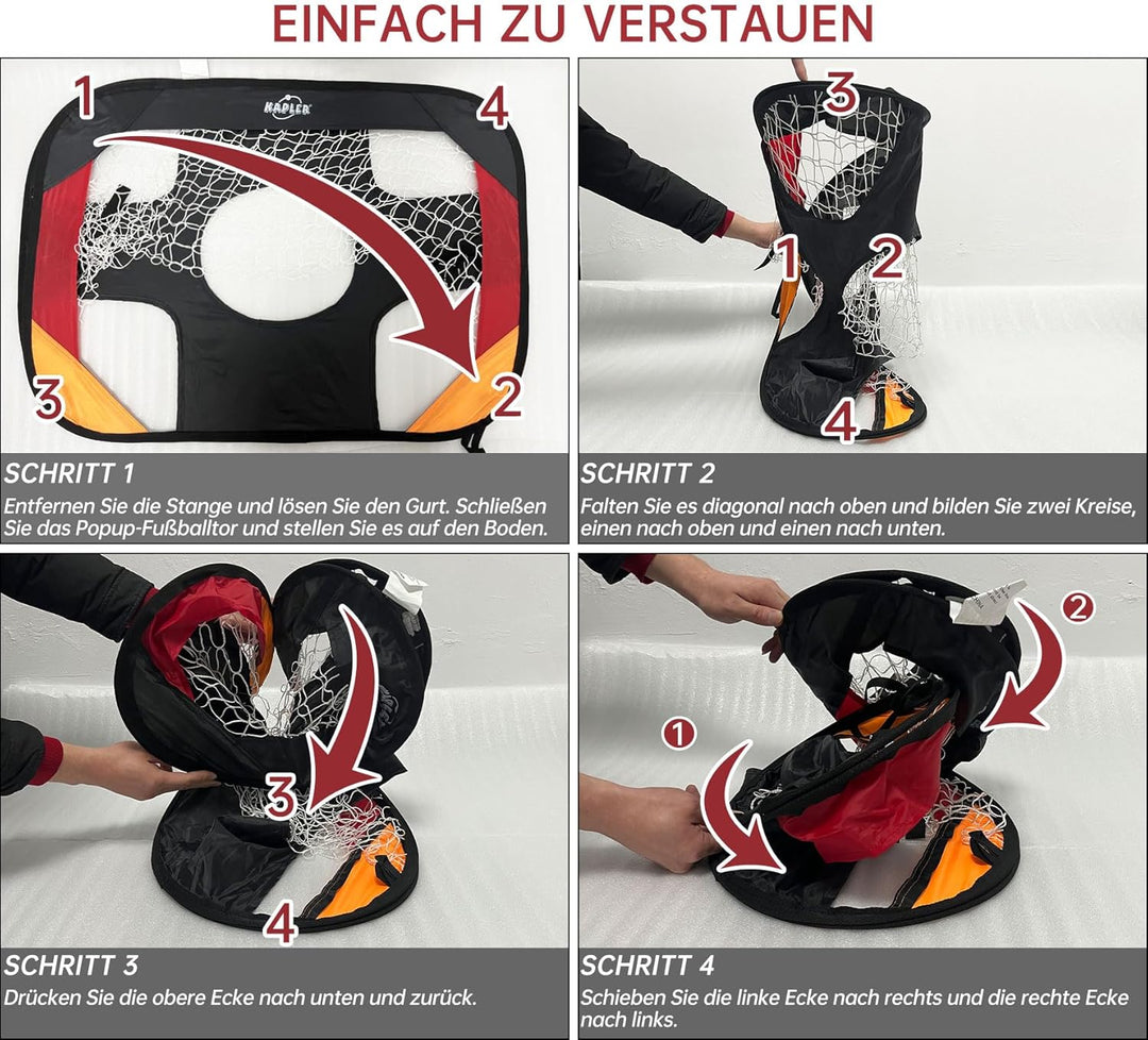Kapler Pop-Up Fussballtore 2er Set in Deutschen Nationalfarben - Fussballtor für Garten Kinder 2er S