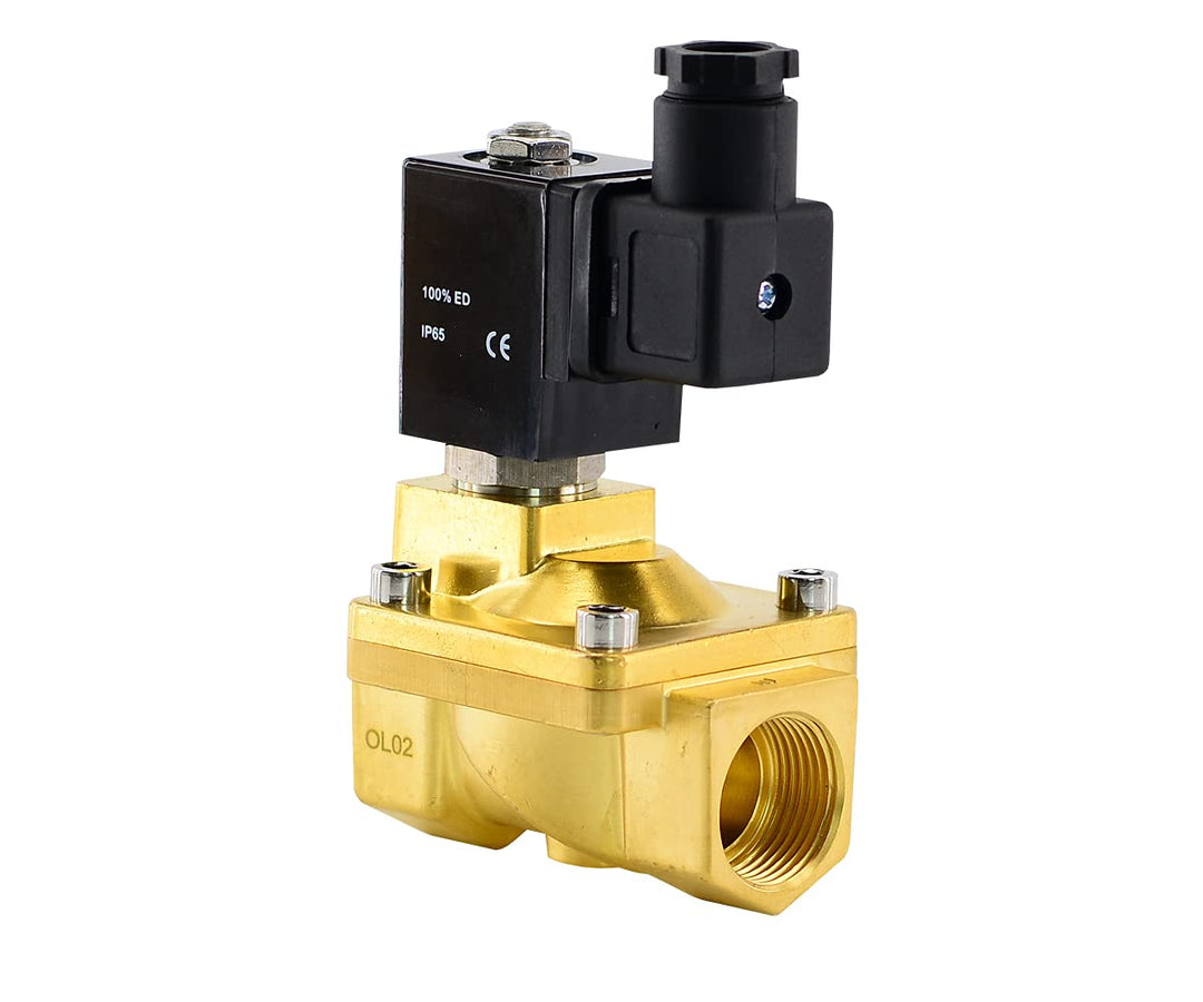 Fittingstore - 2/2 Wege Magnetventile aus Messing Stromlos geschlossen für Druckluft Wasser (G 3/4",