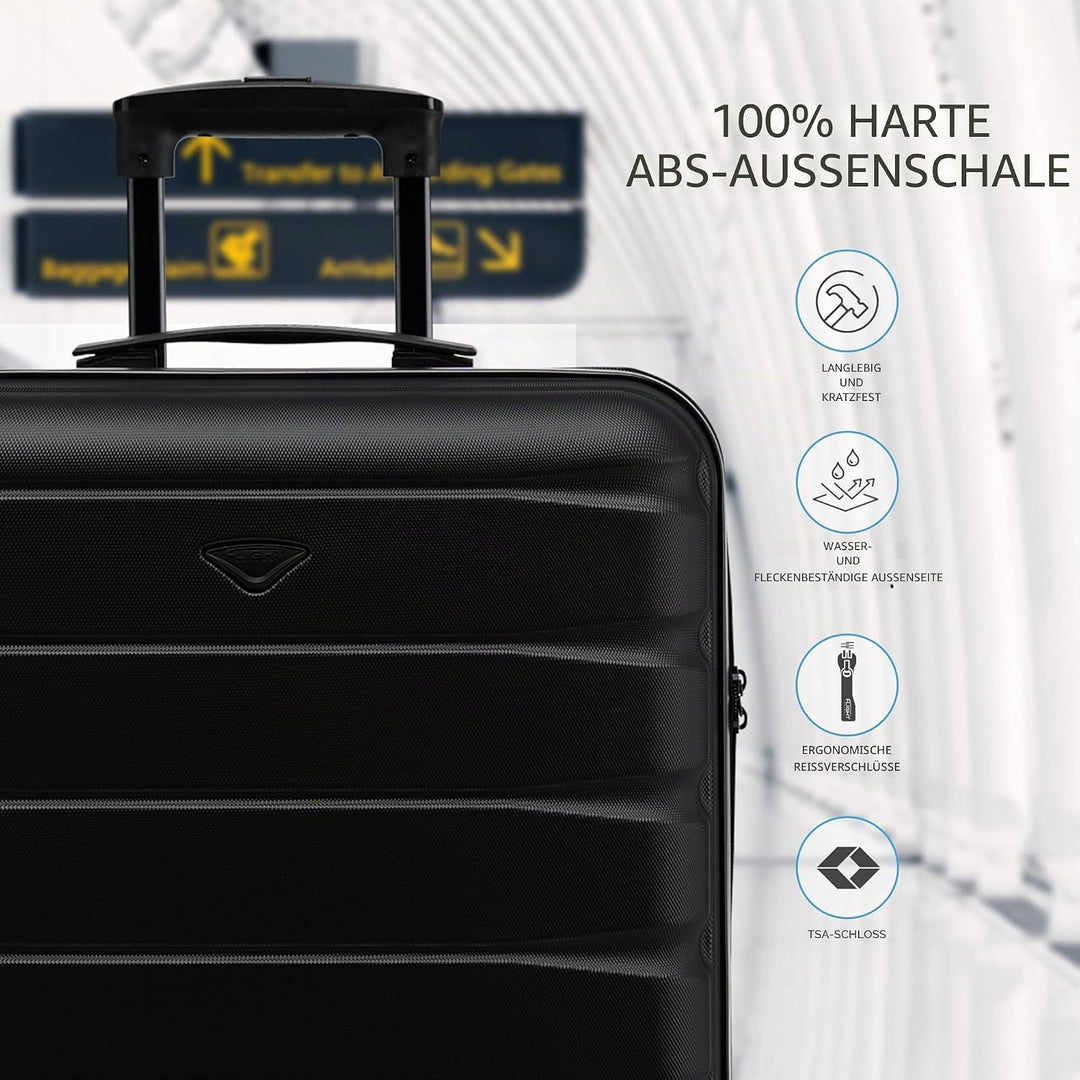Flight Knight Leichte 4-Rad-abs-hartschalenkoffer, Handgepack, Zugelassen Fur Fluggesellschaften, Ei