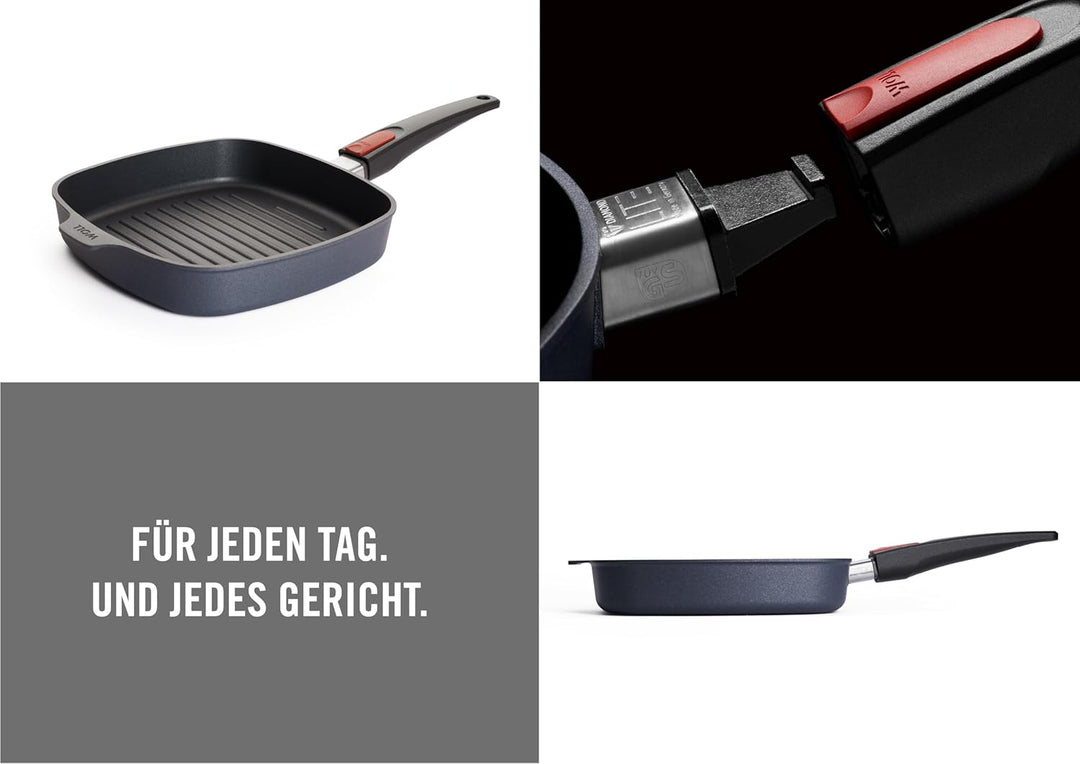 Woll Diamond Lite Grillpfanne, viereckig, mit Rillen - Induktiv -, 24x24 cm, 4 cm hoch, mit abnehmba