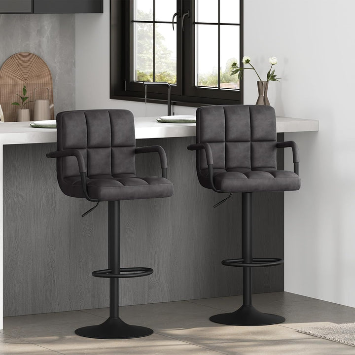 WOLTU Barhocker 2er Set Barstuhl Tresenhocker Bistrohocker Designer Hocker mit Rückenlehne, Kunstled