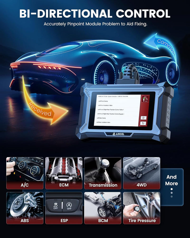 ANCEL DS160 OBD2 Diagnosegerät Auto für Porsche, ECU-Codierung & Bidirektional, AUTOVIN, Vollständig