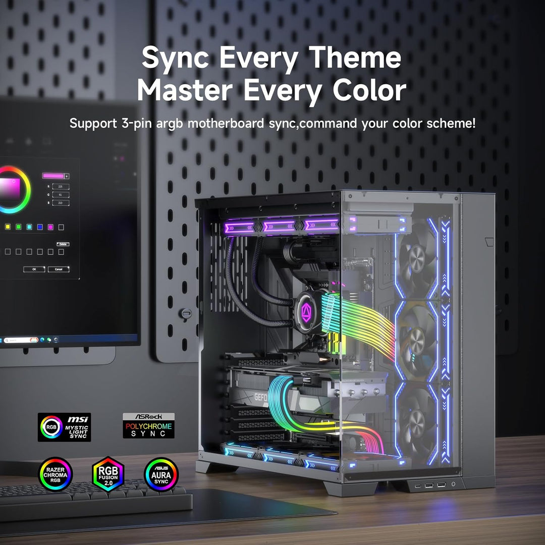 Sirlyr RGB PC-Kabel, Strimmer 2 * 8 Pin PSU Verlängerungskabel, 5V 3Pin Sync ARGB, für Grafikkarten-