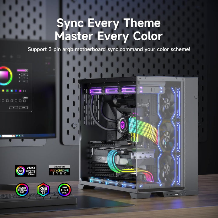 Sirlyr RGB PC-Kabel, Strimmer 2 * 8 Pin PSU Verlängerungskabel, 5V 3Pin Sync ARGB, für Grafikkarten-