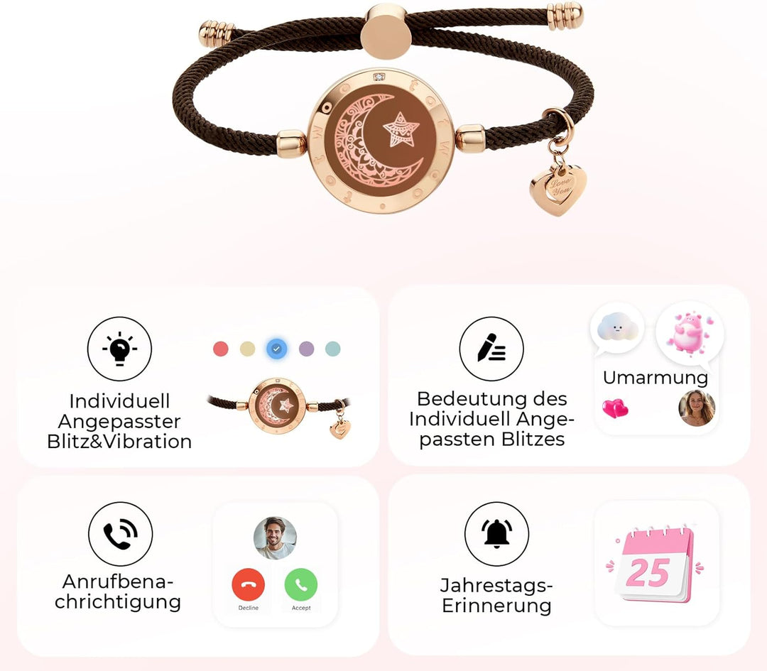 TOTWOO Einzelnes Armband für Paare – Vibration, Leuchten, Touchfunktion – Bluetooth-Paarung für Fern