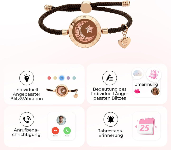 TOTWOO Einzelnes Armband für Paare – Vibration, Leuchten, Touchfunktion – Bluetooth-Paarung für Fern