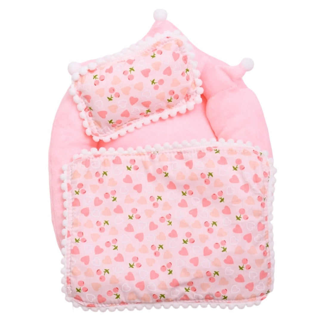 Mini Puppenbett mit Kissen und Decke, Puppenhaus Schlafzimmer Zubehör für 17 cm Puppen, kleines Bett