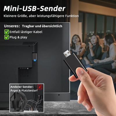 makemate Kopfhörer für Fernseher Digitale Funkkopfhörer Kabellos für TV BKM400 mit USB-Bluetooth-Sen