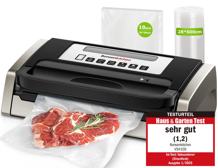 Bonsenkitchen Vakuumiergerät, Vakuumierer, Design mit Griffverriegelung, leistungsstarker geräuschar