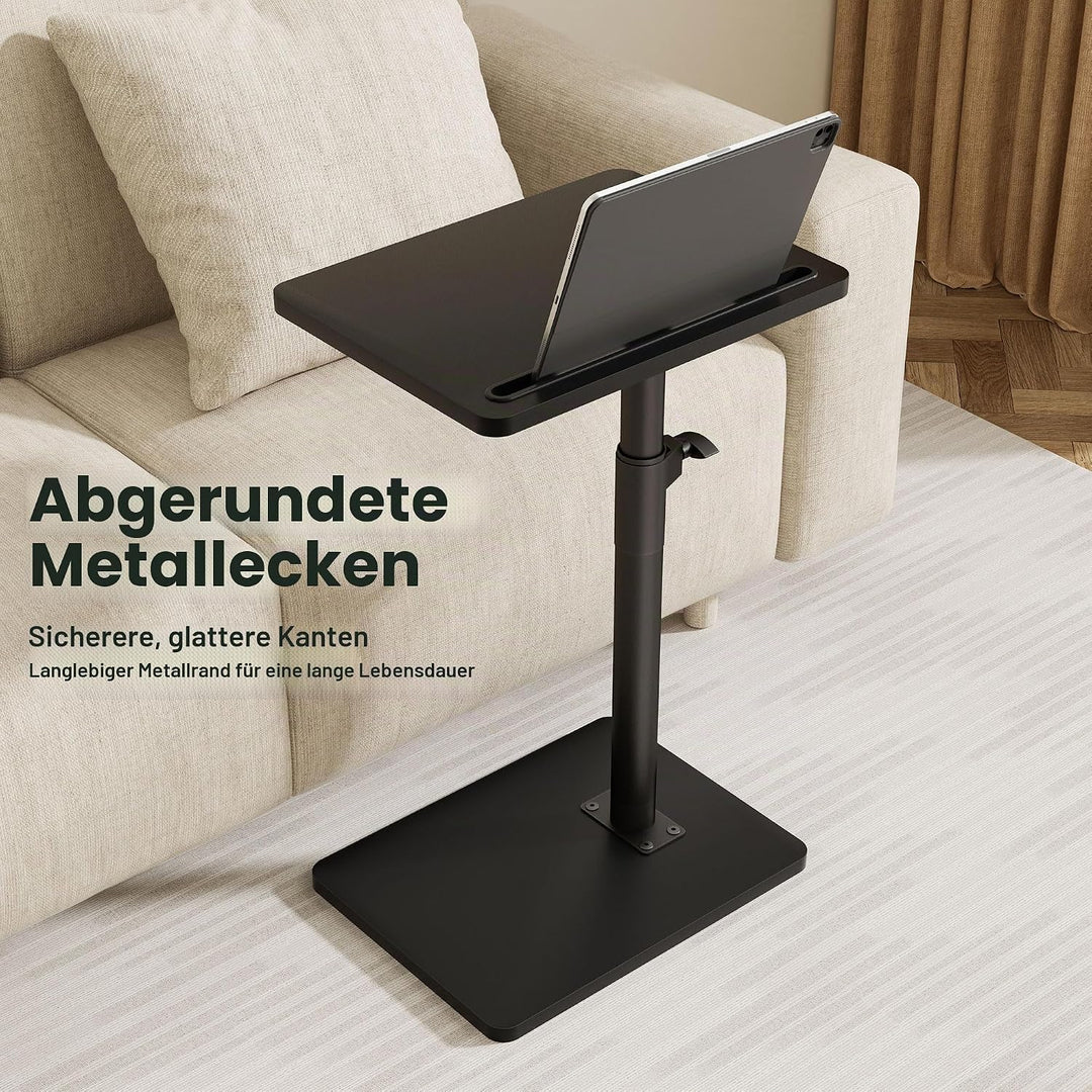Couch Beistelltisch - 360° schwenkbarer höhenverstellbar Couchtisch/Holz Sofatisch,Sofa Armlehne Tab