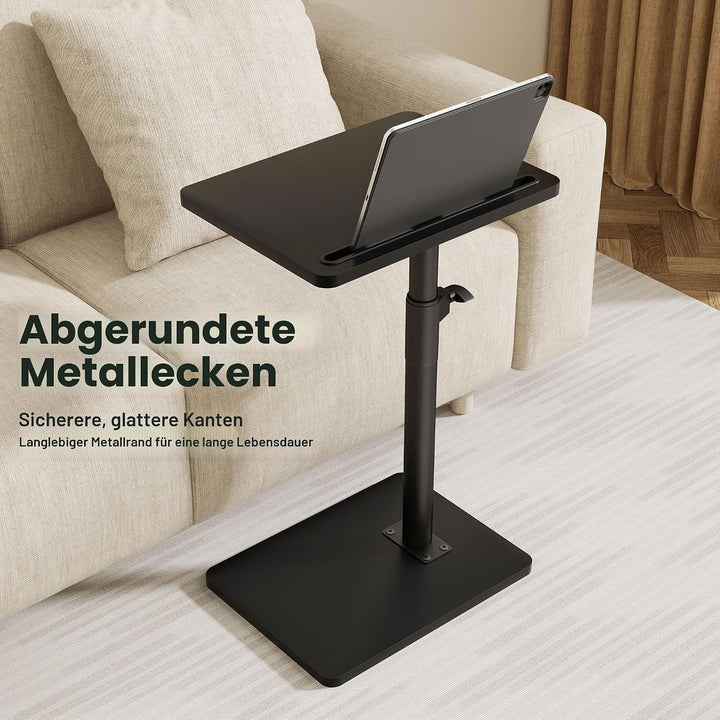 Couch Beistelltisch - 360° schwenkbarer höhenverstellbar Couchtisch/Holz Sofatisch,Sofa Armlehne Tab