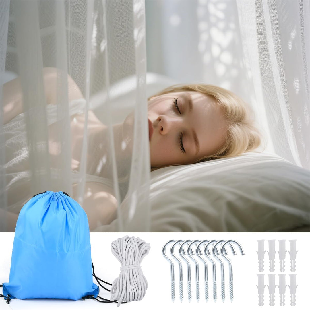 Moskitonetz Bett für Doppelbett Einzelbett, 1.9 m x 2.1 m x 2.4 m Mückennetz Bett, 4 Einträge, Moski