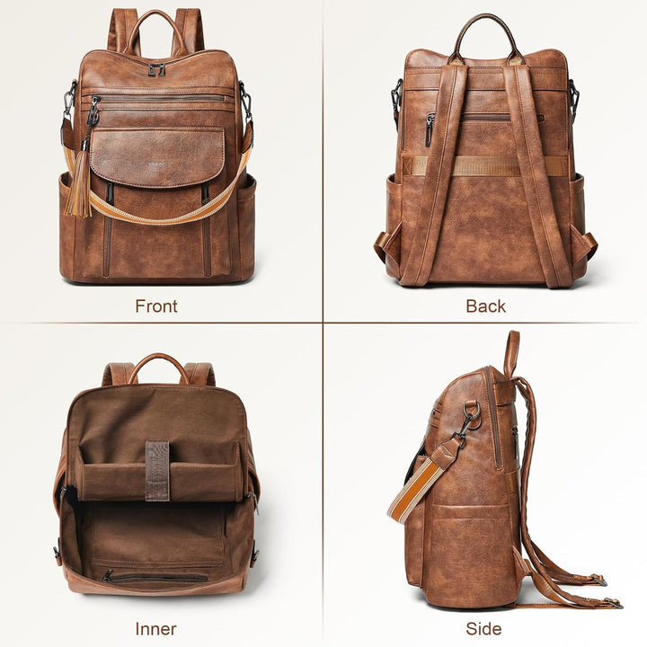 Shrrie Laptop-Rucksack für Damen, 15,6 Zoll Reise-Rucksack aus Leder, Handgepäck-Rucksack Computerta