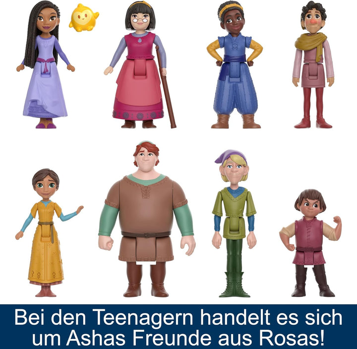 Mattel Disneys Wish Die Teens-Pack aus 8 beweglichen Minipuppen und Sternenfigur, HPX36, Teens-Pack