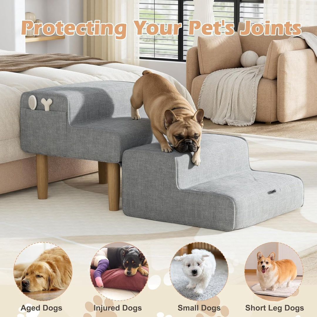 Hundetreppe,2-in-1 Haustiertreppe Klappbar Treppe Hund, Hundetreppe für Kleine & Grosse Hunde, Trepp