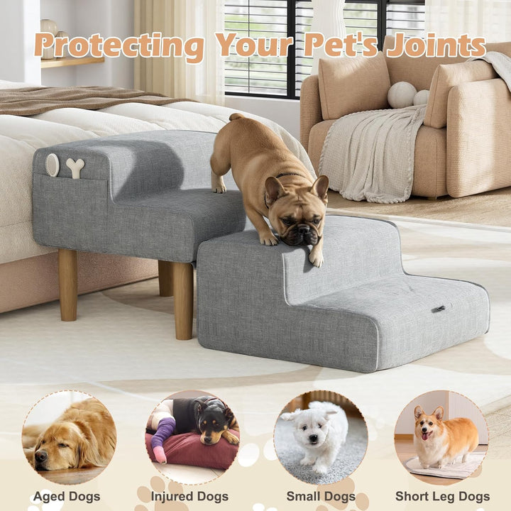 Hundetreppe,2-in-1 Haustiertreppe Klappbar Treppe Hund, Hundetreppe für Kleine & Grosse Hunde, Trepp