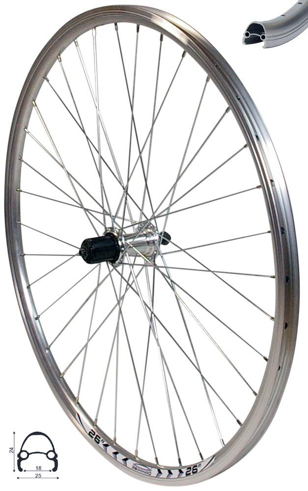 Redondo 26 Zoll Hinterrad Laufrad Hohlkammer V Profil Felge Silber