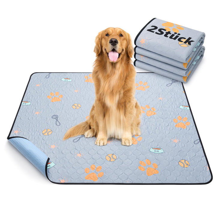 122x122cm Waschbar Welpenunterlagen, 2er Pack super saugfähige PIPI Matten für Hunde, rutschfeste Hu