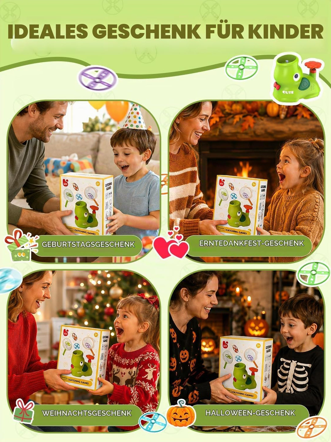 Kssvzz Outdoor Gartenspielzeug für Kinder - Propeller Spielzeug Launcher grün, grün