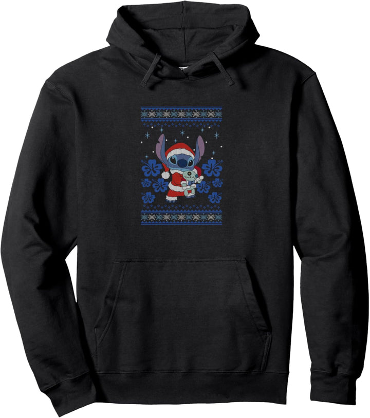 Disney Lilo & Stitch Christmas Santa Suit Ugly Sweater Pullover Hoodie