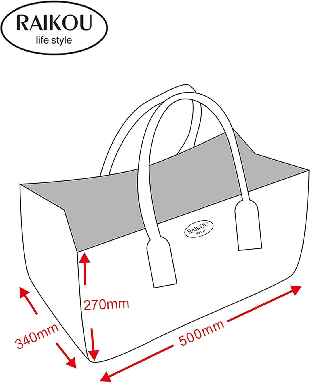 RAIKOU KULT Filz-Tasche Shopper NEU Filzkorb Einkaufstasche Henkeltasche Zeitungskorb Stabile Kaminh