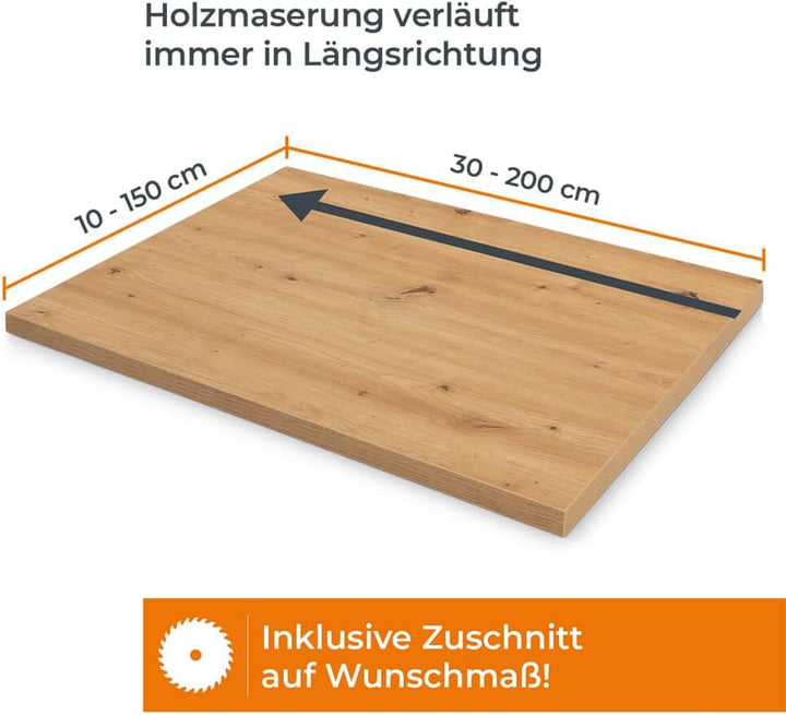 Spanplatte nach Mass - 3,8 cm stark, melaminbeschichtet, mit ABS-Kante - Made in Germany - für Möbel