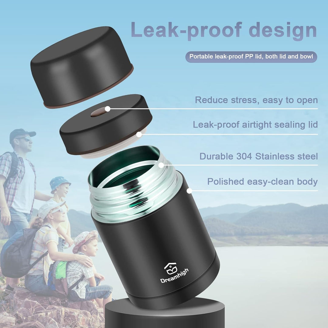 Dreamhigh® Thermobehälter für Essen 800 ml, Edelstahl Warmhaltebehälter Speisegefäss für Essen, Ther