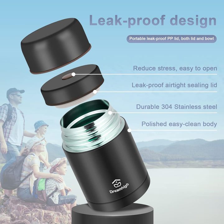 Dreamhigh® Thermobehälter für Essen 800 ml, Edelstahl Warmhaltebehälter Speisegefäss für Essen, Ther