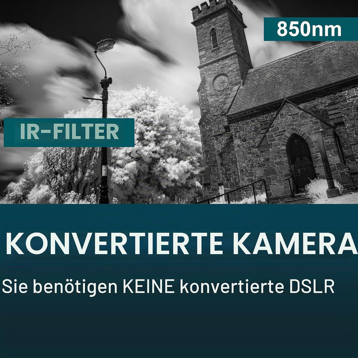 MaD Camera - 52mm R85 IR Infrarotfilter - 850nm Premium DSLR-Objektivfilter für kontrastreiche Schwa