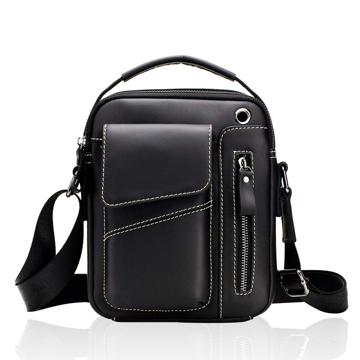 Herren Schultertaschen Freizeit Fashion Echtleder Crossbody Tasche Schwarz2, Schwarz2
