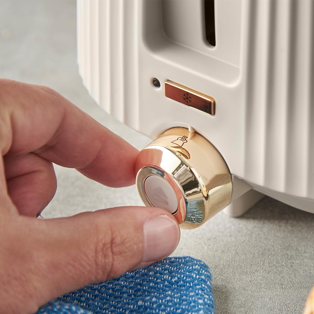 Russell Hobbs Toaster [für 2 Scheiben] Brontë Stone (6 Bräunungsstufen, Mattes Finish, Goldakzente,