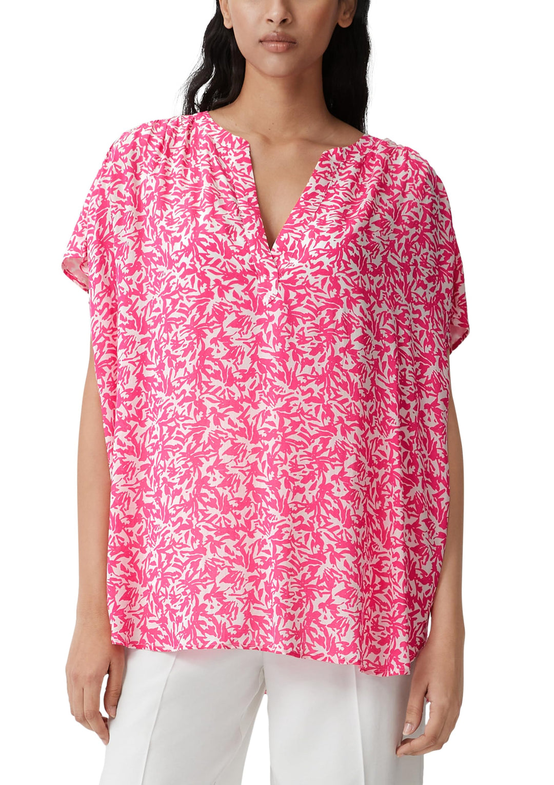 Comma Viskosebluse mit Raffung XS 01b4_weiss, XS 01b4_weiß