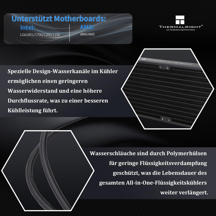THERMALRIGHT Frozen Prism 360 Black Flüssig-CPU-Wasserkühler mit 120mm PWM-Lüfter,360 Black Cold Row