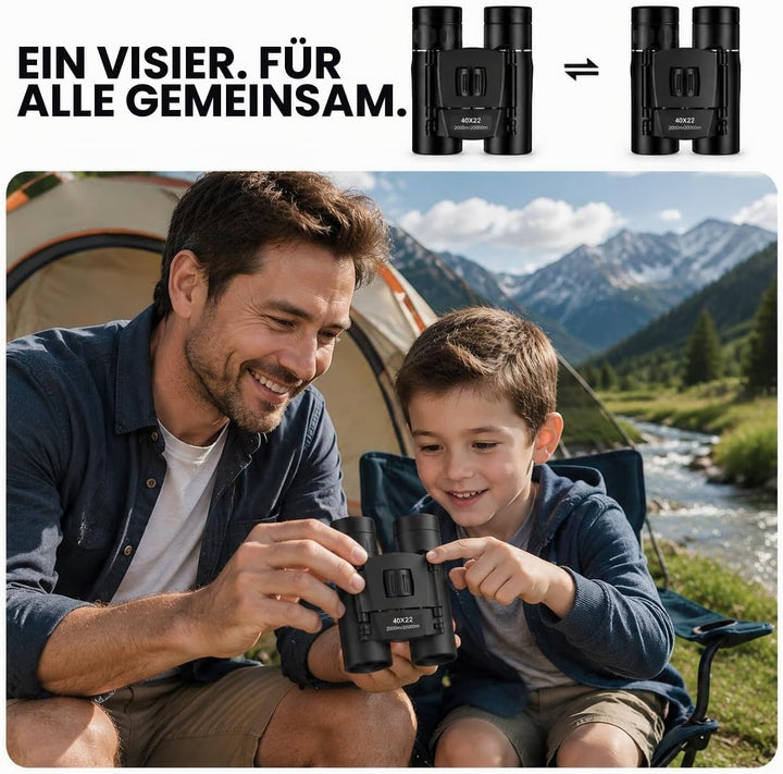 40x22 HD Leistungsstarke Fernglas 2000M Long Range Folding Mini BAK4 FMC Optik für Sport und Outdoor