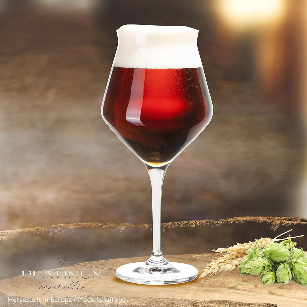 PLATINUX Biergläser Edel 400ml (max. 460ml) Biertulpen Set 6-Teilig aus Crystalline Glas Spülmaschin